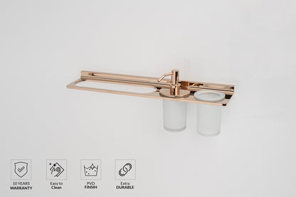 Towel Holder With Tumbler Holder With Liquid Holder | Salmon Series