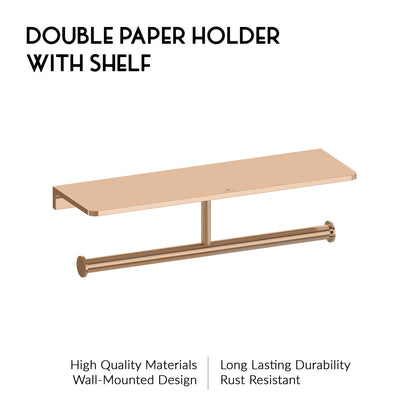 Double Paper Holder With Shelf | Salmon Series