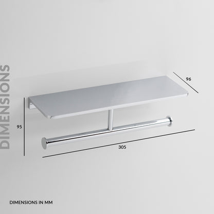Double Paper Holder With Shelf | Salmon Series