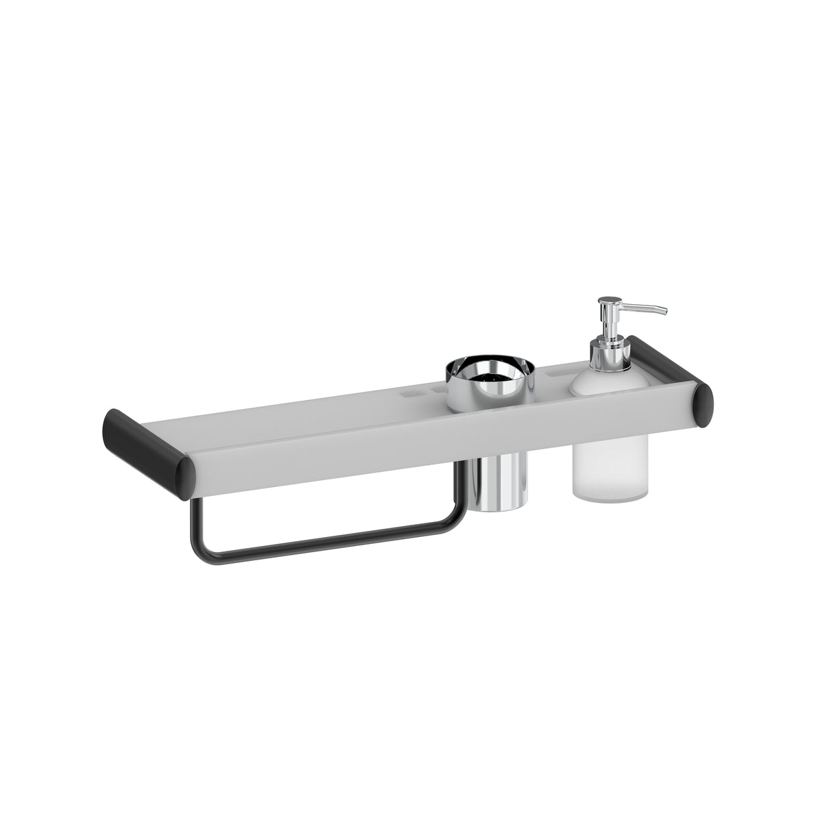 Shelf with Tumbler Holder, Liquid Soap Dispenser & Napkin Ring | Ginny
