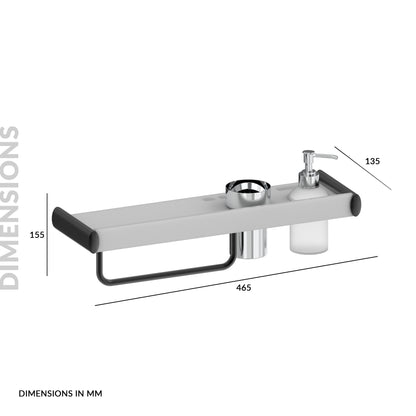Shelf with Tumbler Holder, Liquid Soap Dispenser & Napkin Ring | Ginny